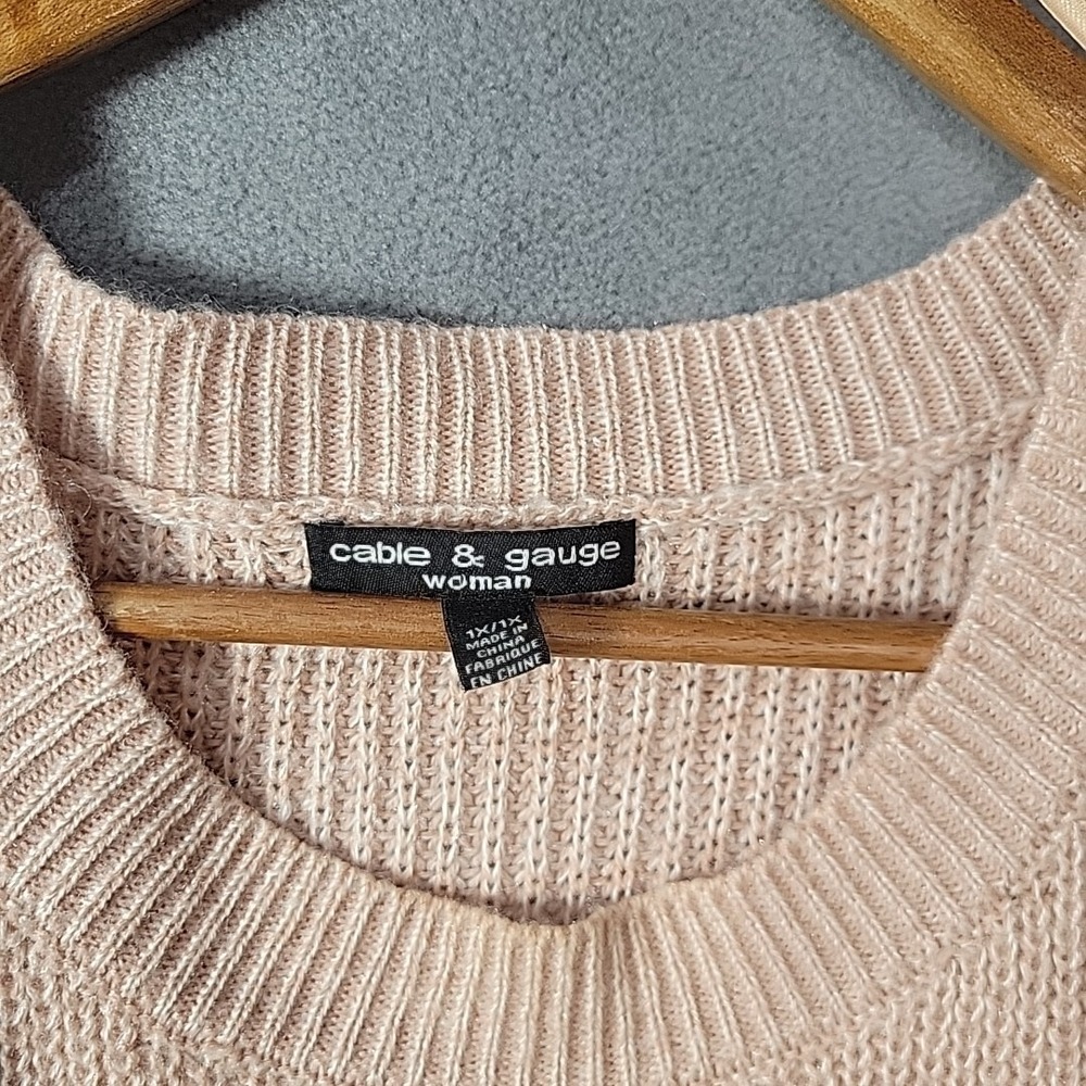 CABLE & GAUGE PINK Sweater Womens 1x Cold Shoulder Knit - Picture 5 of 12